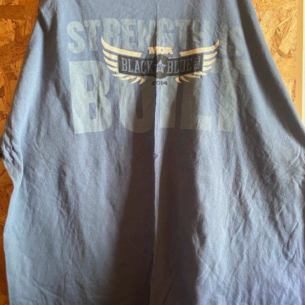 Harley-Davidson Blue Long Sleeve Shirt with Gold Wing Graphic